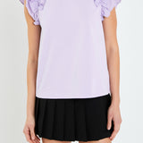 Mixed Media Ruffle Detail T-shirt