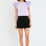 Mixed Media Ruffle Detail T-shirt