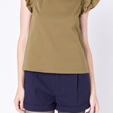Mixed Media Ruffle Detail T-shirt