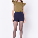Mixed Media Ruffle Detail T-shirt