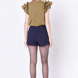 Mixed Media Ruffle Detail T-shirt