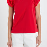 Mixed Media Ruffle Detail T-shirt