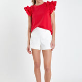 Mixed Media Ruffle Detail T-shirt