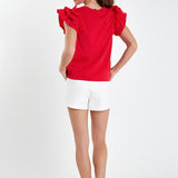Mixed Media Ruffle Detail T-shirt