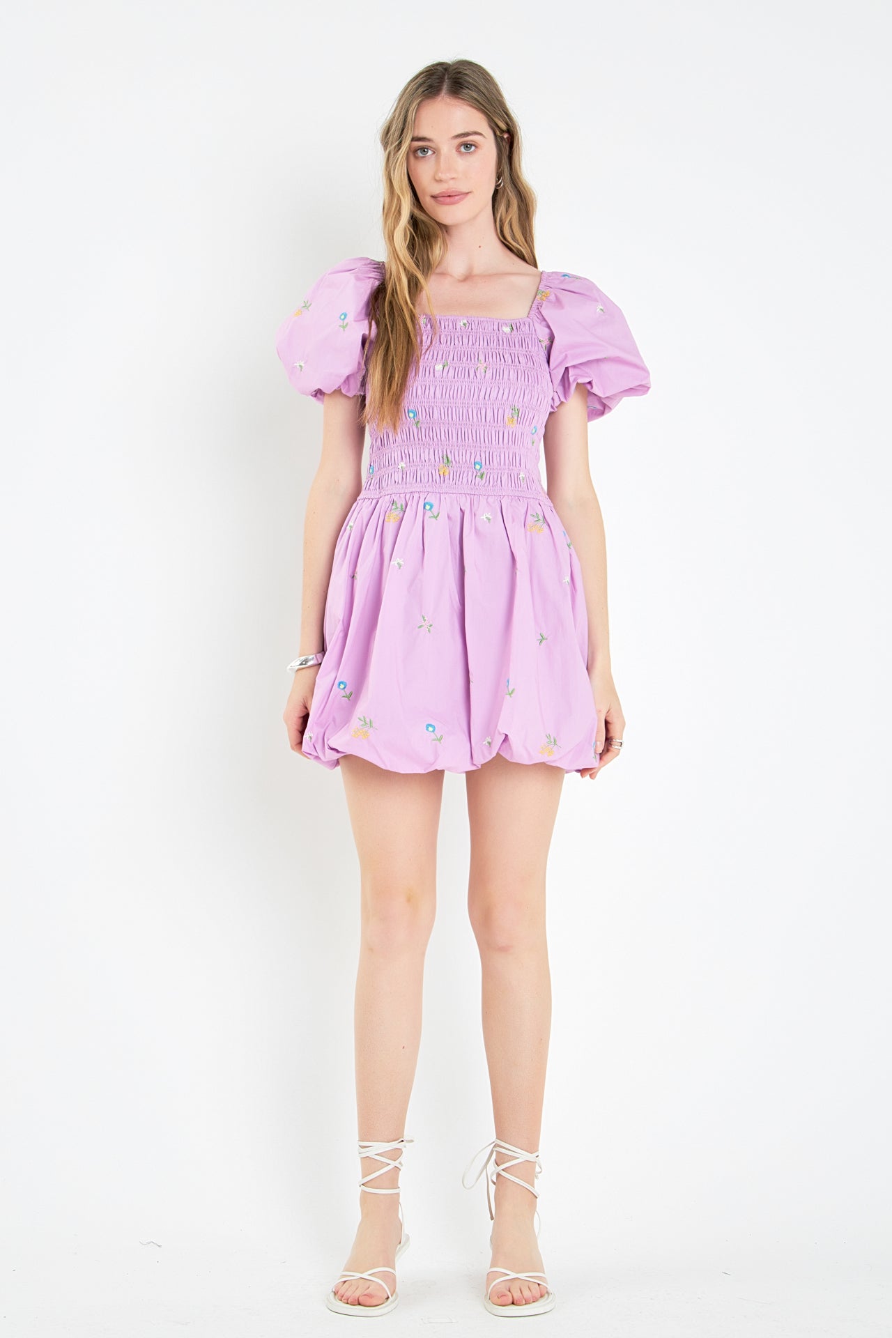 Smocked Dress with Balloon Sleeves – English Factory