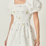 Smocked Dress with Balloon Sleeves