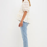 Pleated Fabric High-Low Top