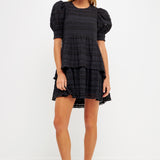 Pleated Fabric High-Low Dress