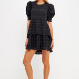 Pleated Fabric High-Low Dress