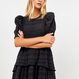 Pleated Fabric High-Low Dress