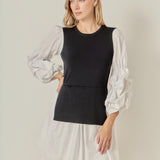 Mixed Media Poplin Mini Dress