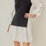 Mixed Media Poplin Mini Dress