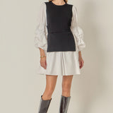 Mixed Media Poplin Mini Dress