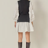 Mixed Media Poplin Mini Dress