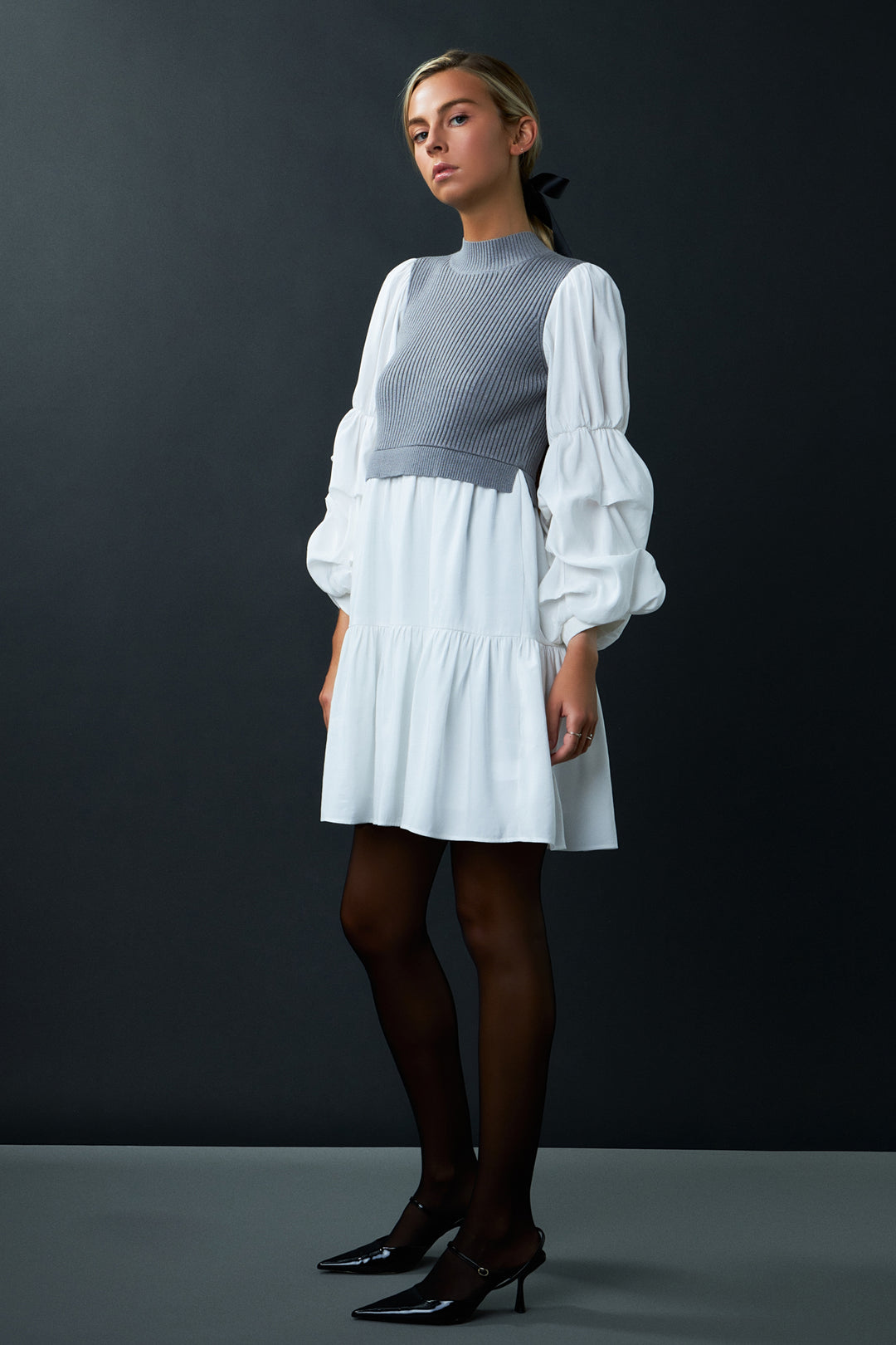 En Saison Lainey Mixed Media Mini Dress