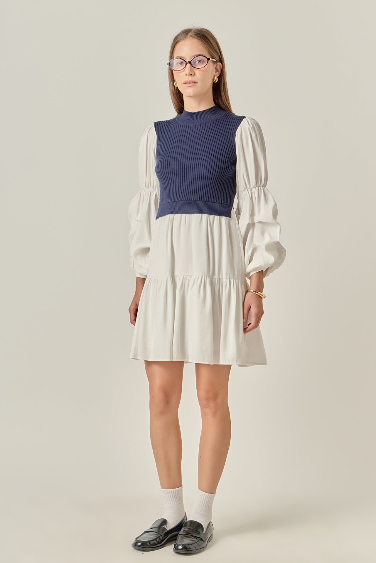 english factory mixed media mini dress English Factory Women's Mixed Media Mini Dress