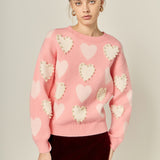 Pearl with Heart Pattern Sweater