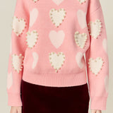 Pearl with Heart Pattern Sweater