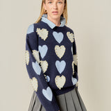 Pearl with Heart Pattern Sweater