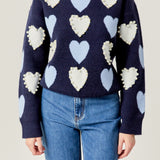 Pearl with Heart Pattern Sweater