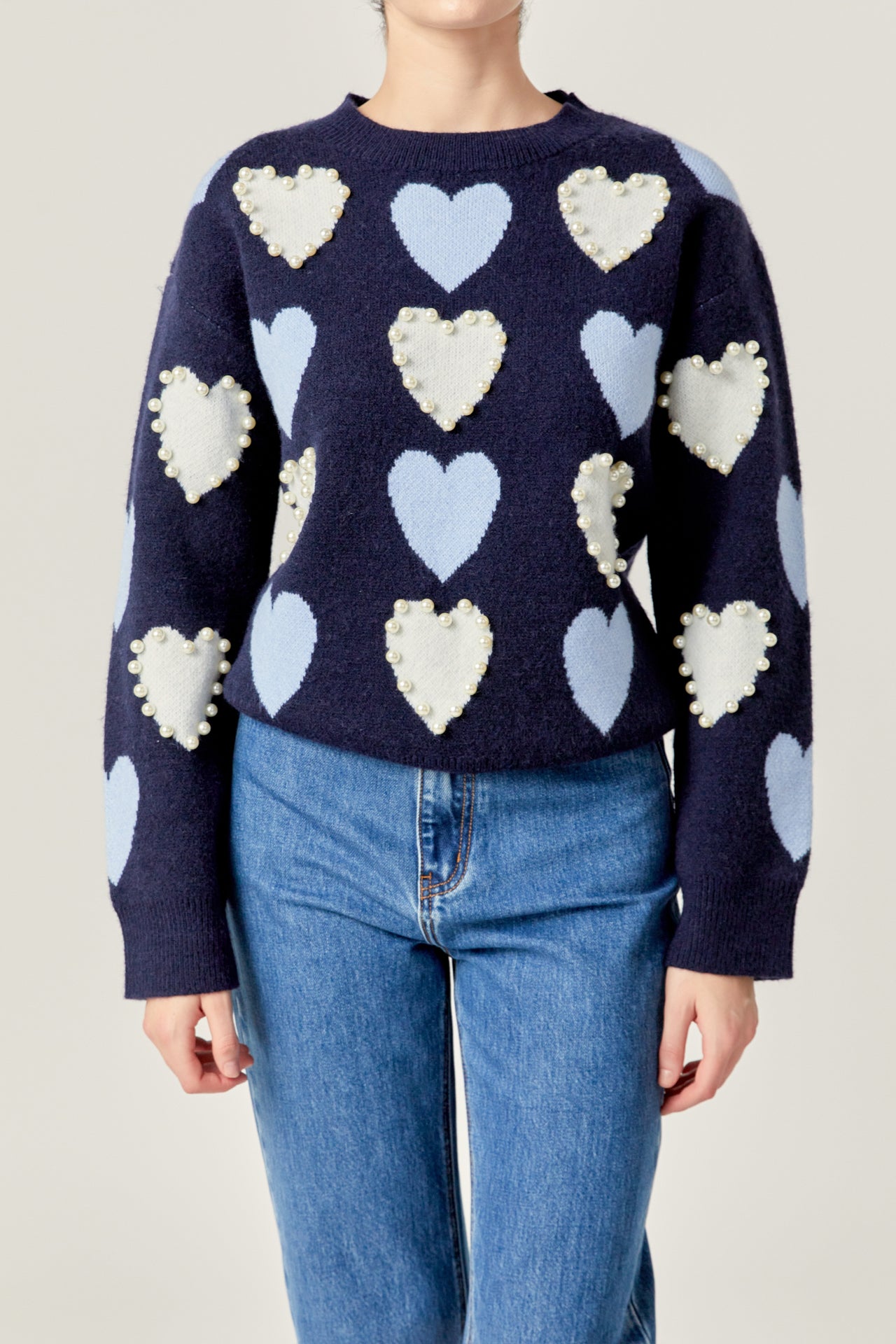 Pearl with Heart Pattern Sweater