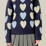 Pearl with Heart Pattern Sweater