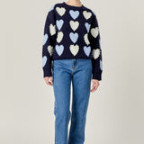 Pearl with Heart Pattern Sweater