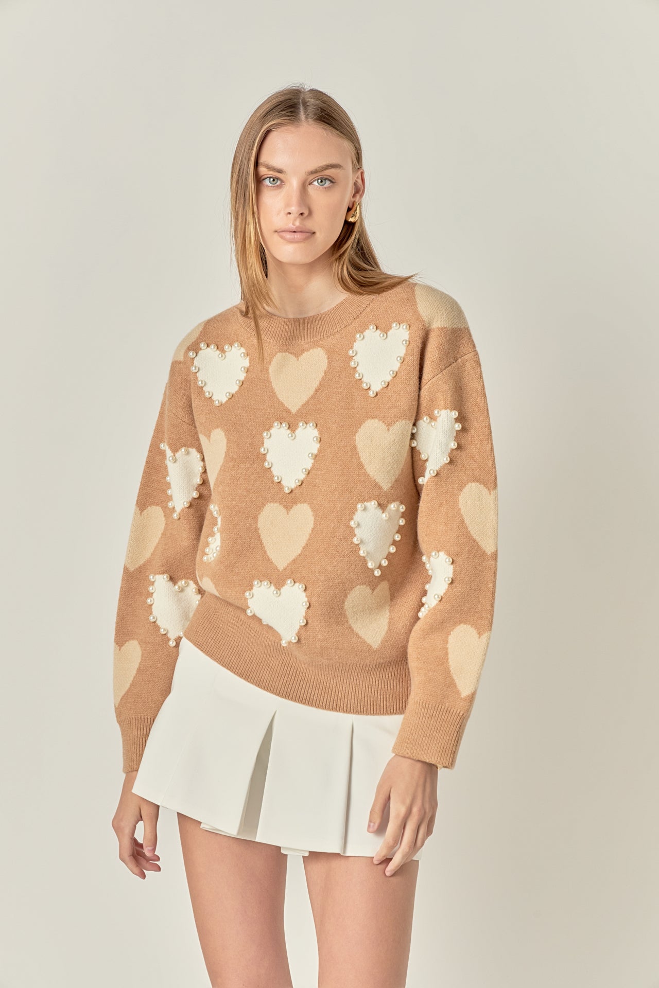 Pearl with Heart Pattern Sweater – English Factory