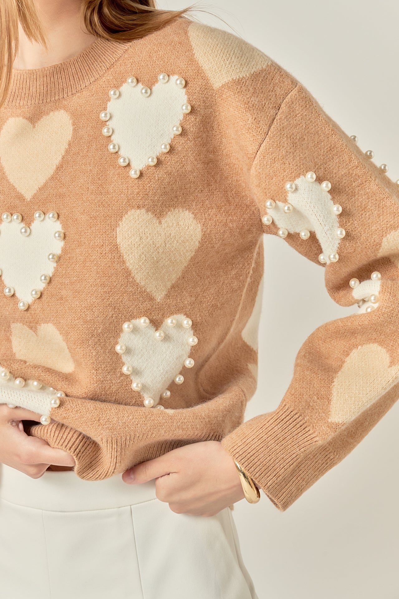 Pearl with Heart Pattern Sweater – English Factory