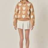 Pearl with Heart Pattern Sweater