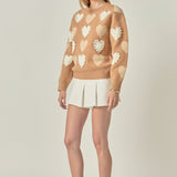 Pearl with Heart Pattern Sweater