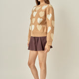 Pearl with Heart Pattern Sweater