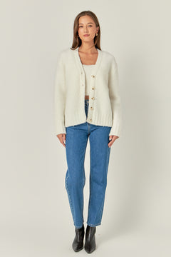 Fuzzy Button-Up Cardigan