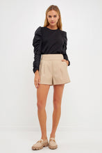 Load image into Gallery viewer, Mixed Media Shirring Sleeve Top
