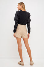 Load image into Gallery viewer, Mixed Media Shirring Sleeve Top
