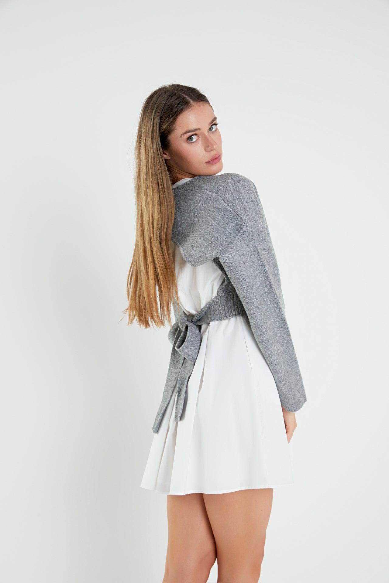 Sweater with Poplin Mini Dress Sweater with Poplin Mini Dress