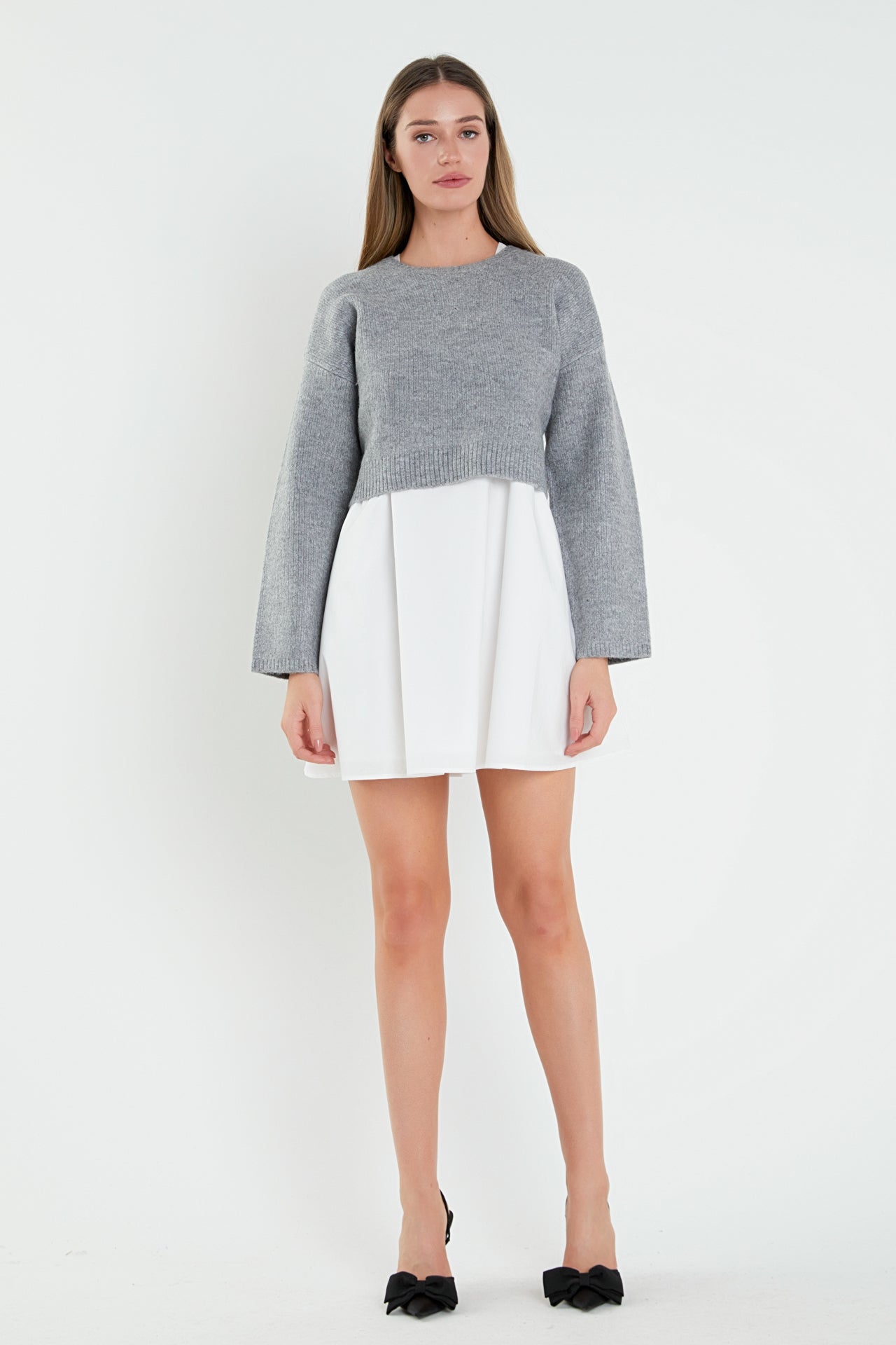 Sweater with Poplin Mini Dress Sweater with Poplin Mini Dress