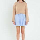 Sweater with Poplin Mini Dress