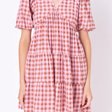 Rickrack Trim Edge Check Mini Dress