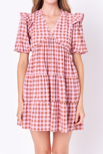 Load image into Gallery viewer, Rickrack Trim Edge Check Mini Dress
