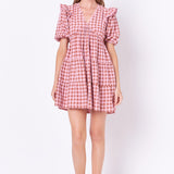 Rickrack Trim Edge Check Mini Dress