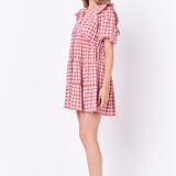 Rickrack Trim Edge Check Mini Dress