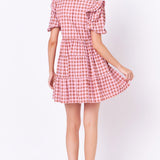 Rickrack Trim Edge Check Mini Dress