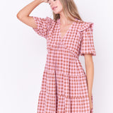 Rickrack Trim Edge Check Mini Dress