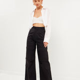 High-Waisted Wide Leg Cargo Pants