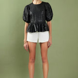 Faux Leather Peplum Top