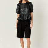 Faux Leather Peplum Top