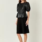Faux Leather Peplum Top