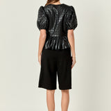 Faux Leather Peplum Top
