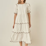 Scalloped Edge Midi Dress